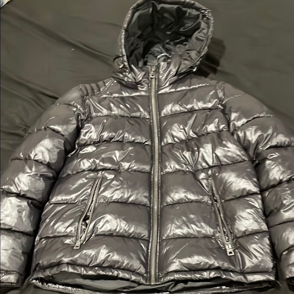 Black Guess Puffer Jacket with Hood